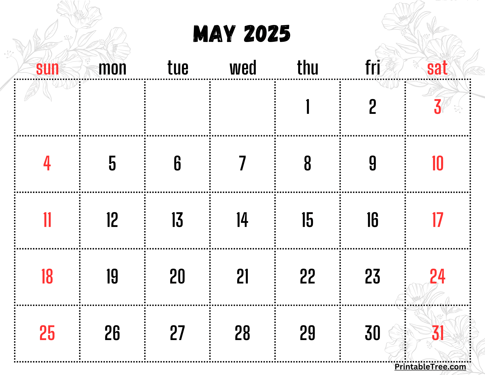 2025 Calendar Printable PDF With Holidays Template Free