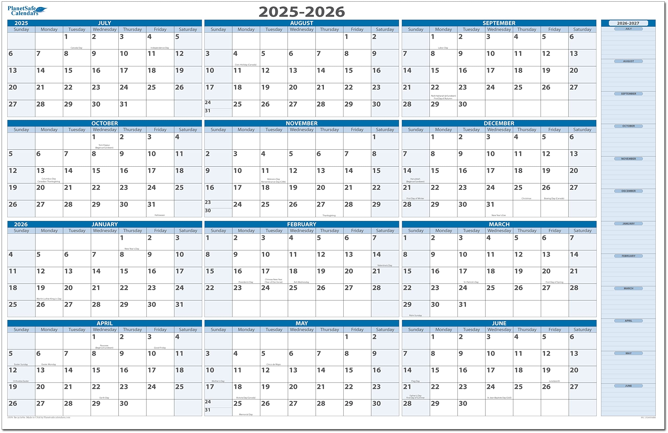 Amazon Fiscal Academic Split Year July 2025 To June 2026 Horizontal 12 Month Wall Calendar 36 X 56 Dry Wet Erasable With Next Year Planner Area Complete With Fine Tip Dry erase Marker