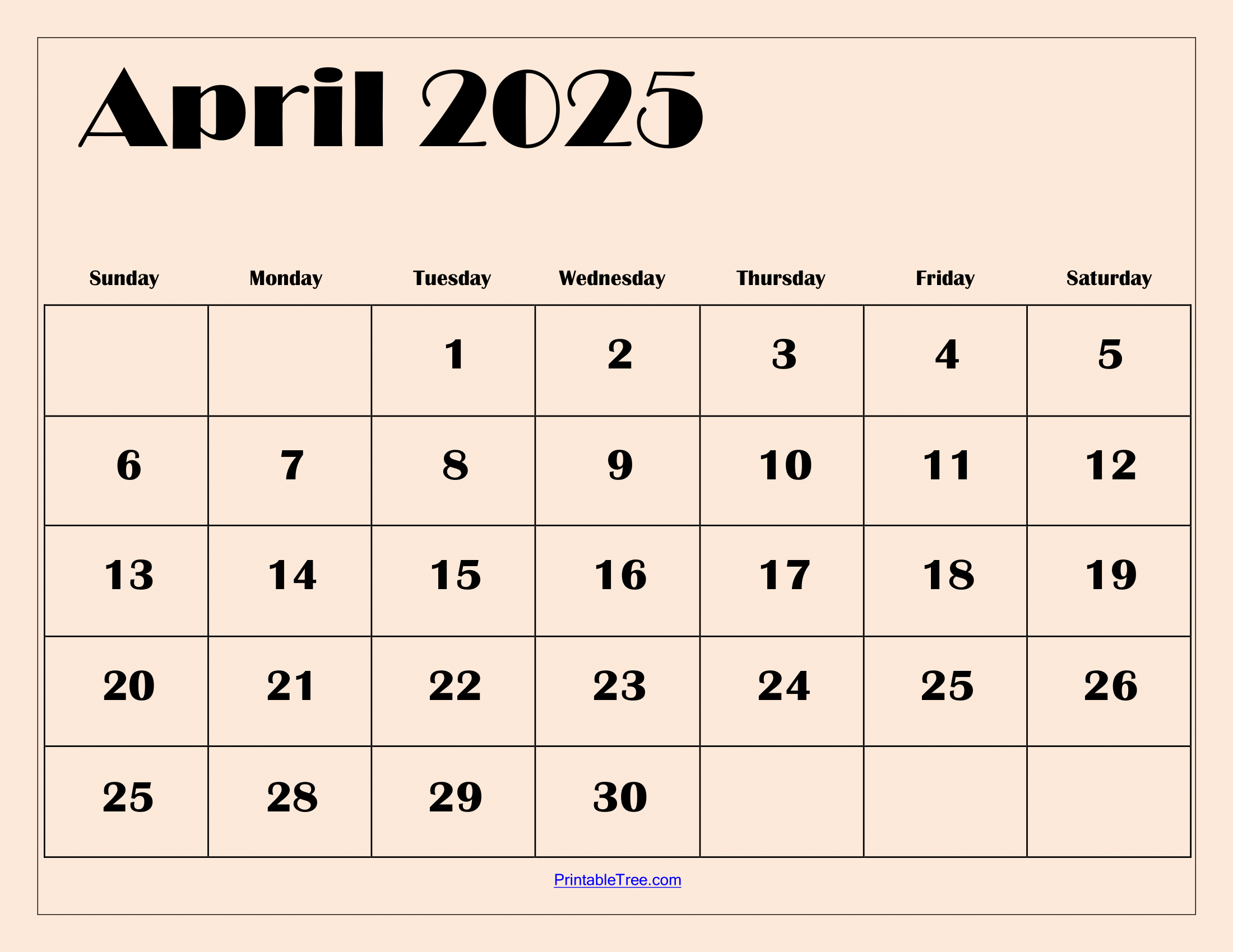 free printable april 2025 calendar