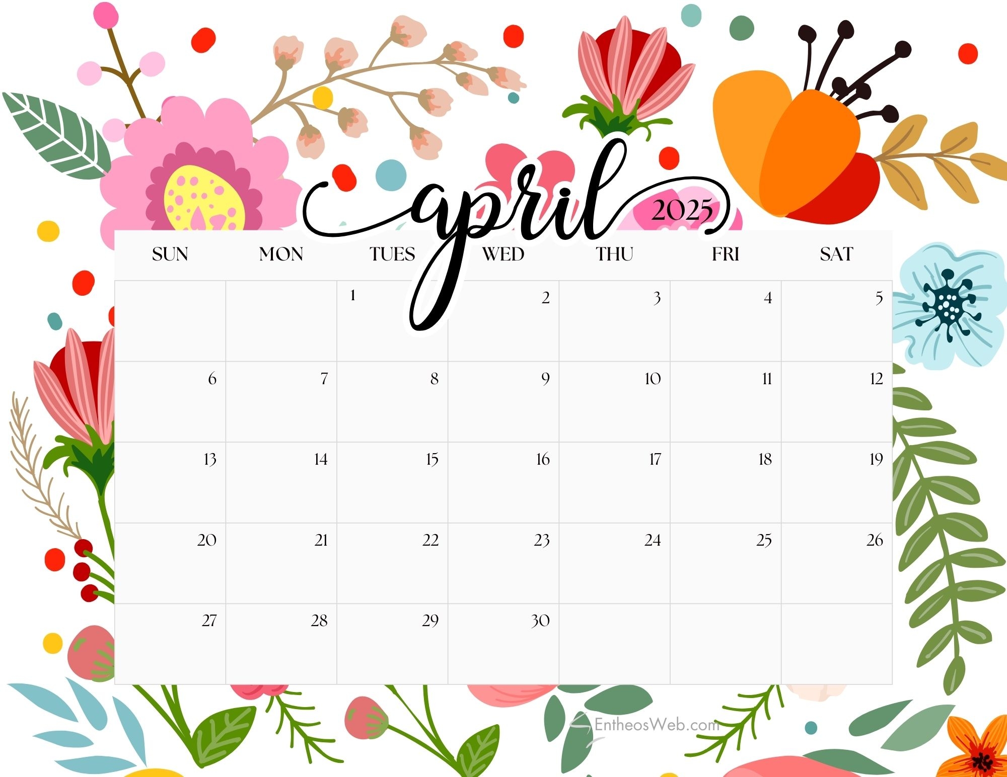 printable calendar 2025 april