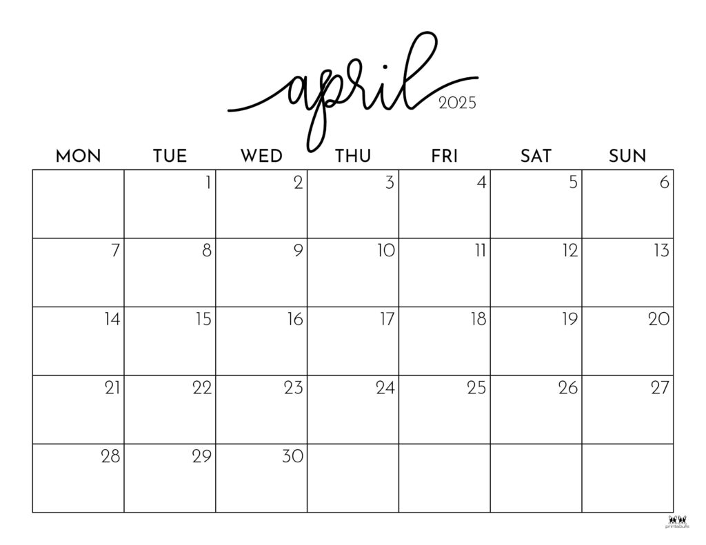 April 2025 Calendars 107 FREE Printables Printabulls