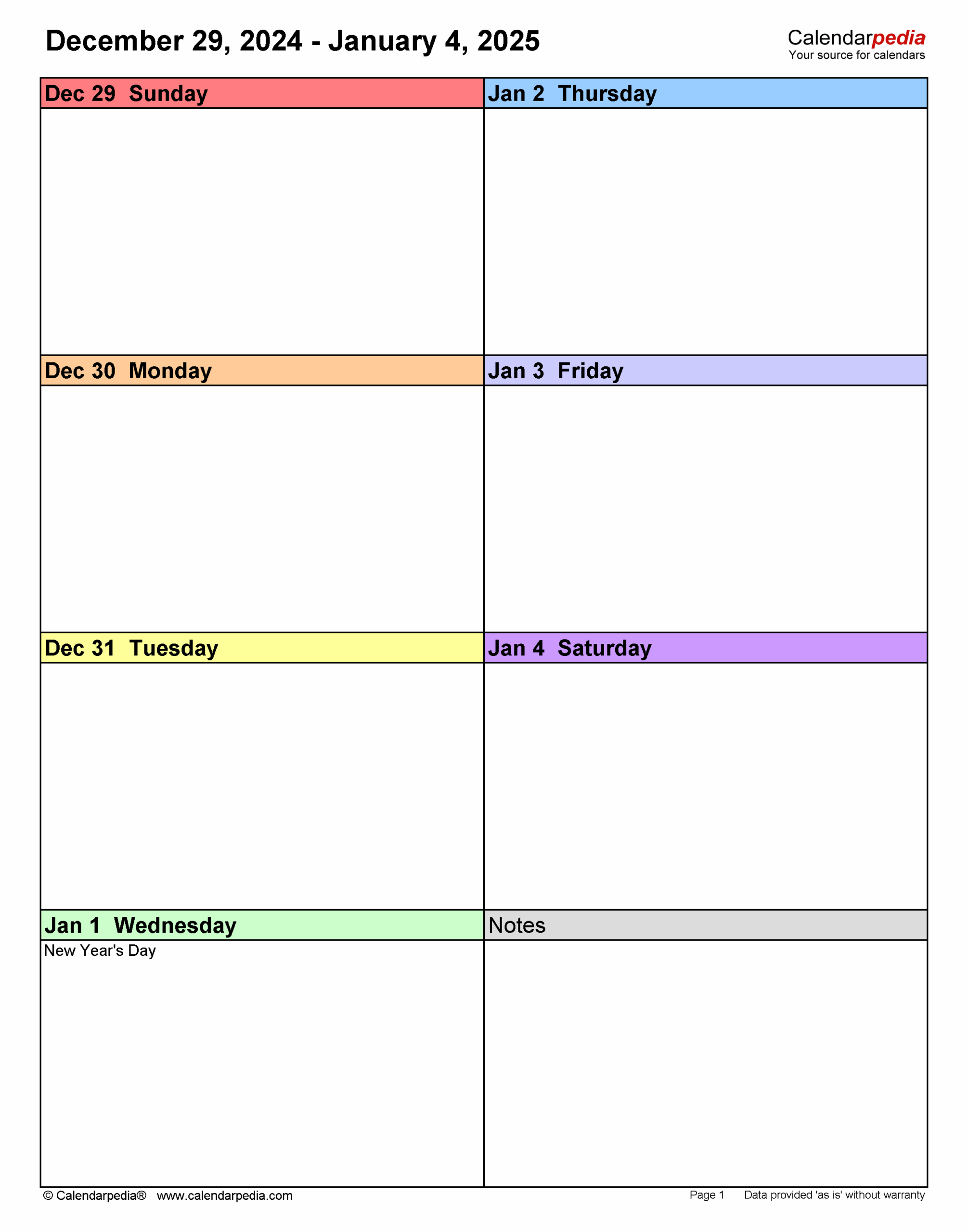 Weekly Calendars 2025 For PDF 12 Free Printable Templates
