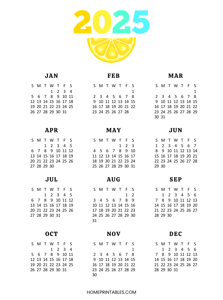 free printable 2025 yearly calendar printable