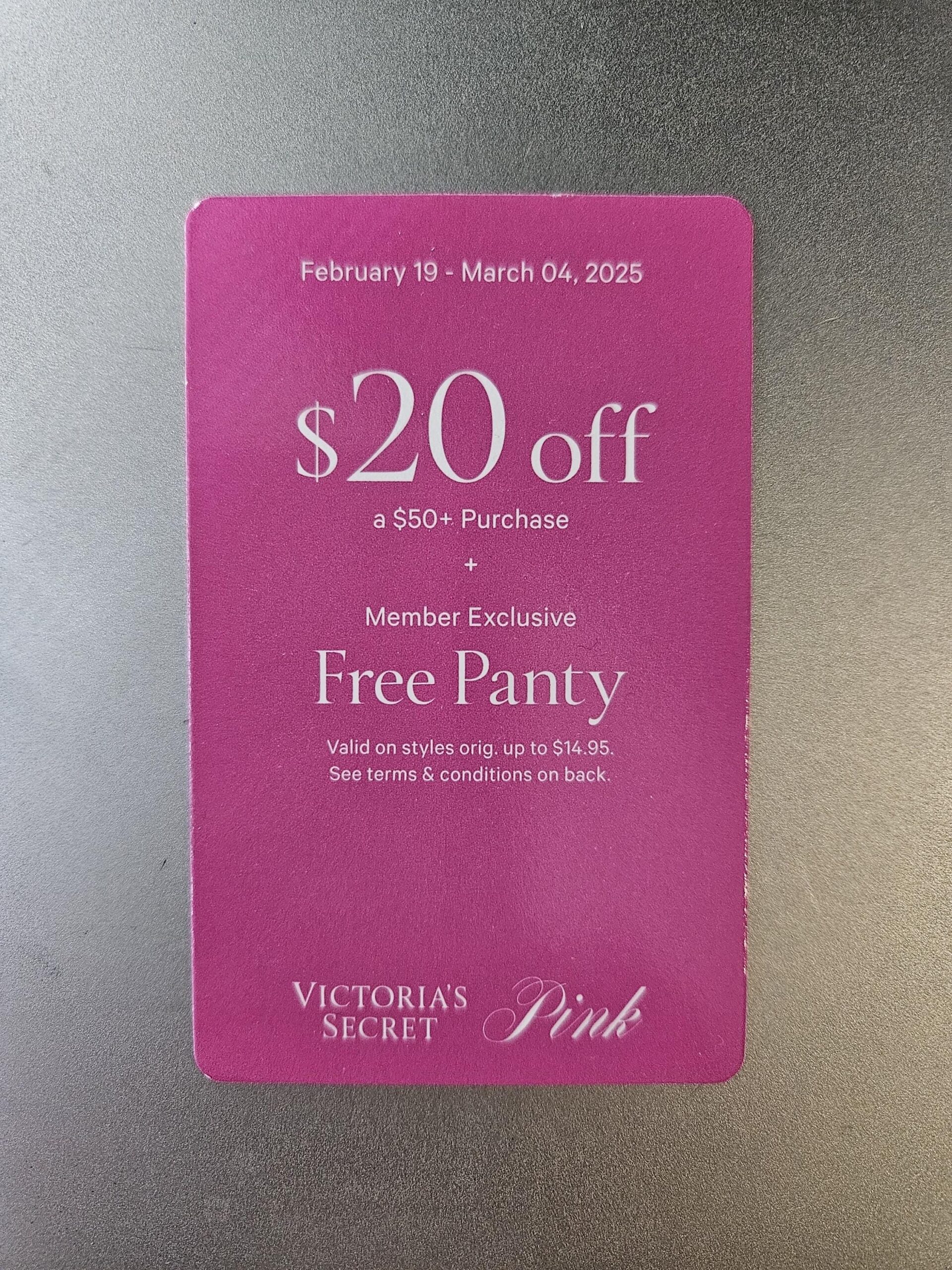 1 PINK Victoria s Secret Coupon 20 Off 50 Panty Valid Feb 19 march 04 Etsy 1 PINK Victoria s Secret Coupon 20 Off 50 Panty Valid Feb 19 march 04 Etsy