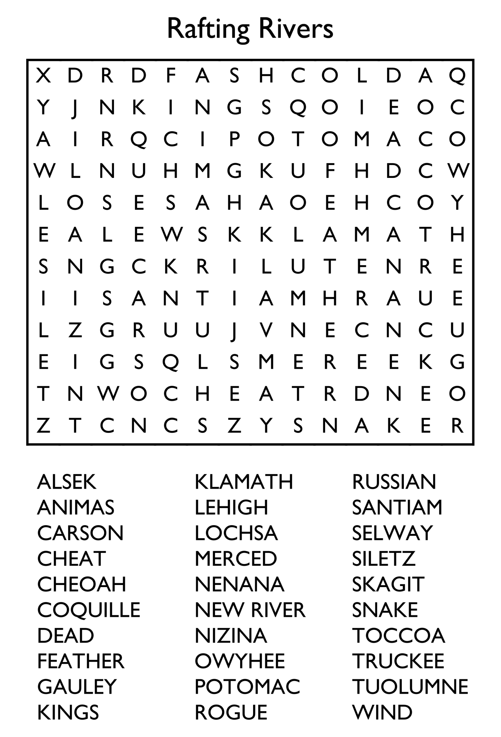 word search puzzles printable