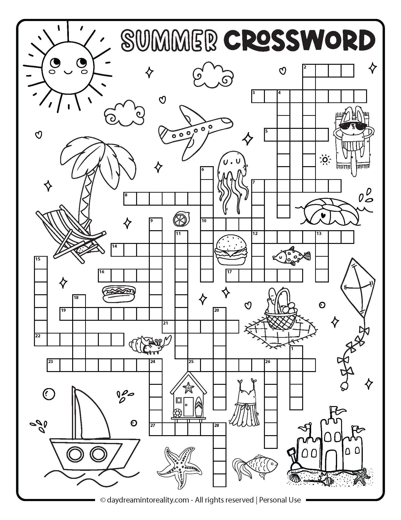 summer crossword printable