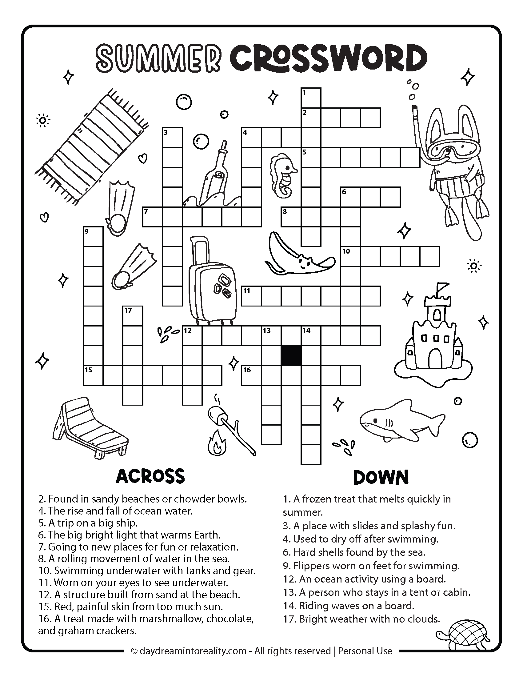 printable summer crossword