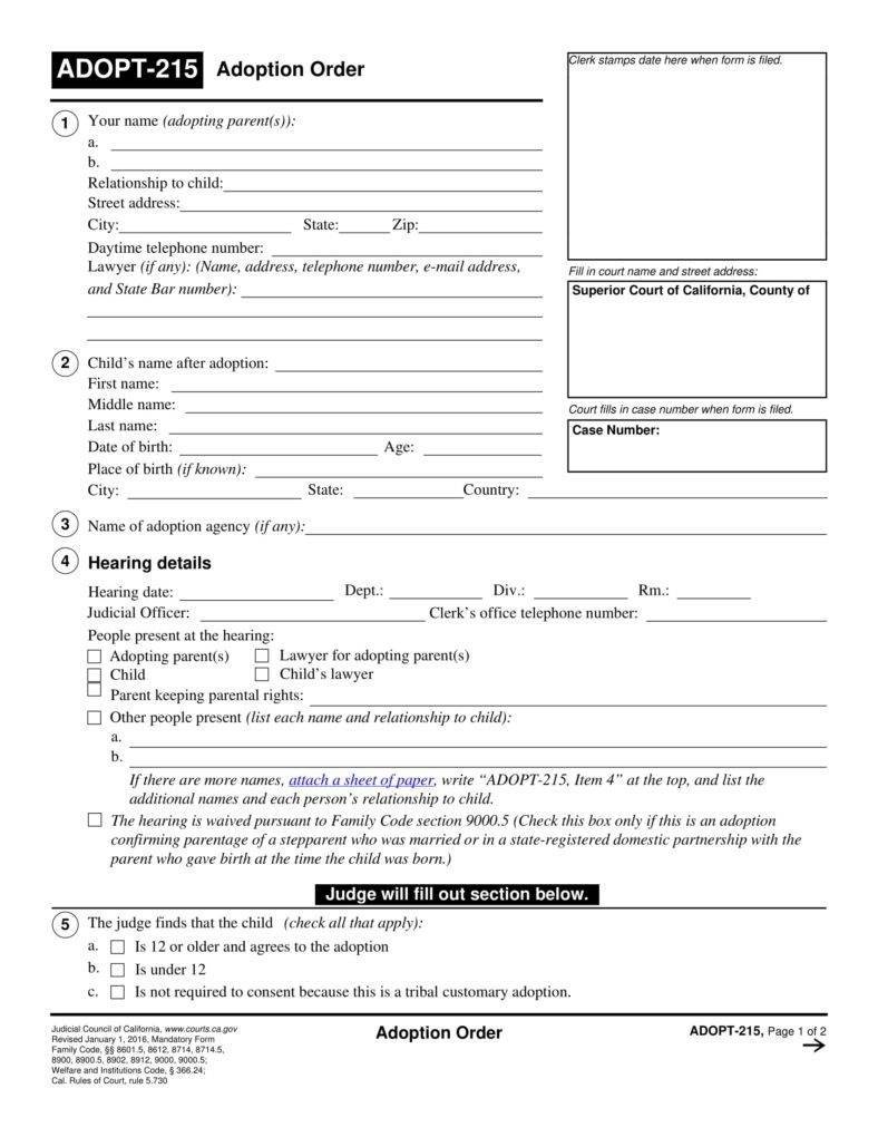 free printable adoption papers