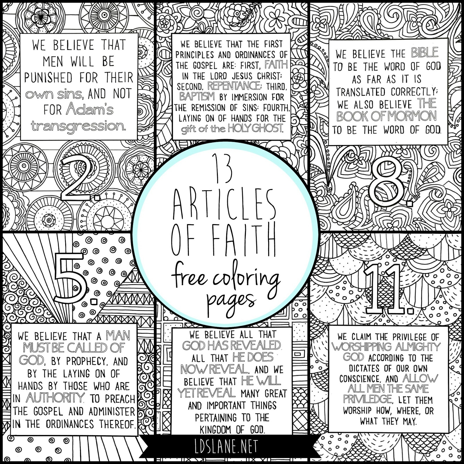 13 Articles Of Faith Coloring Pages