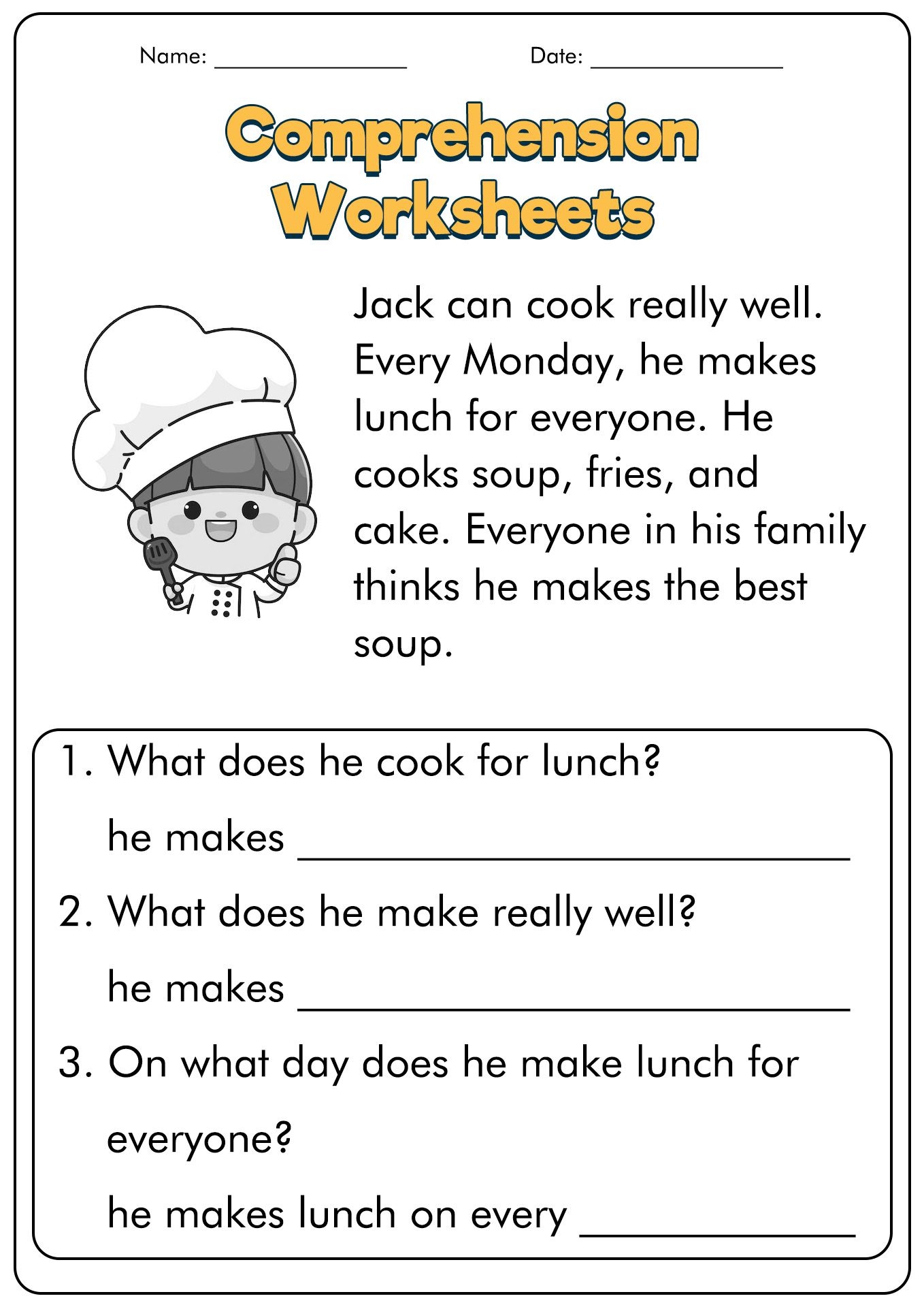 15 First Grade Reading Comprehension Worksheets