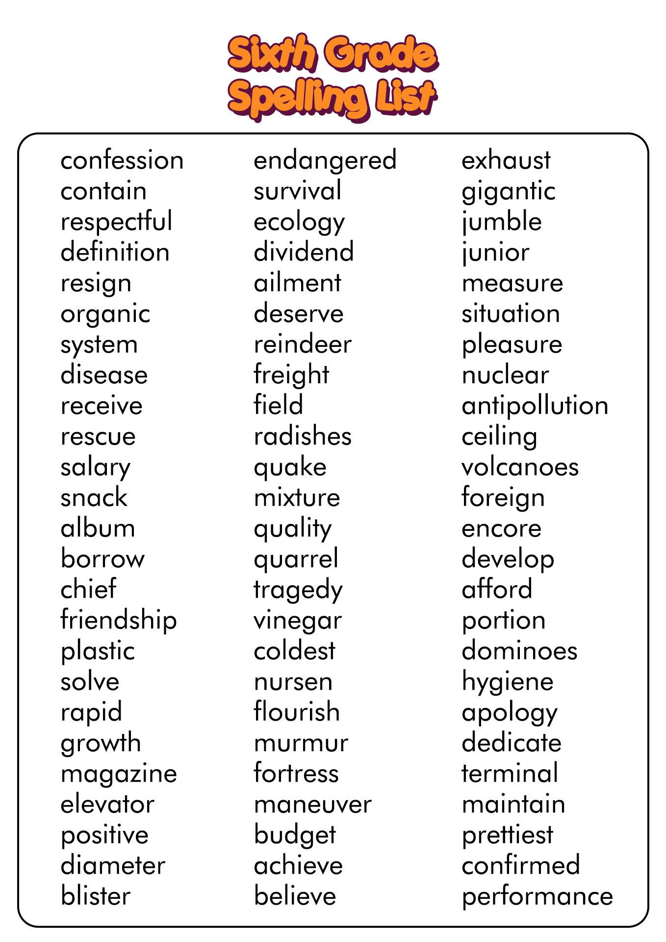 16 6th Grade Spelling Words Worksheets Free PDF At Worksheeto