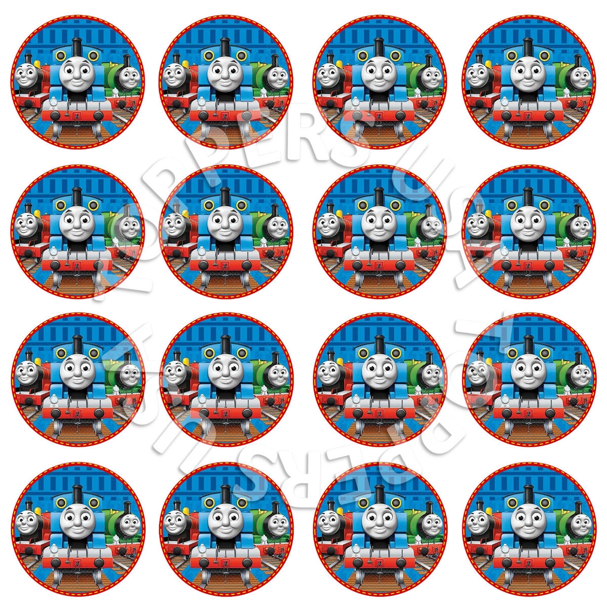 16x EDIBLE Thomas The Tank Engine Train Cupcake Toppers Wafer Paper 4cm uncut EBay