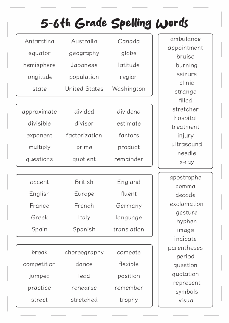 17 Sixth Grade Spelling Words Worksheets Free PDF At Worksheeto