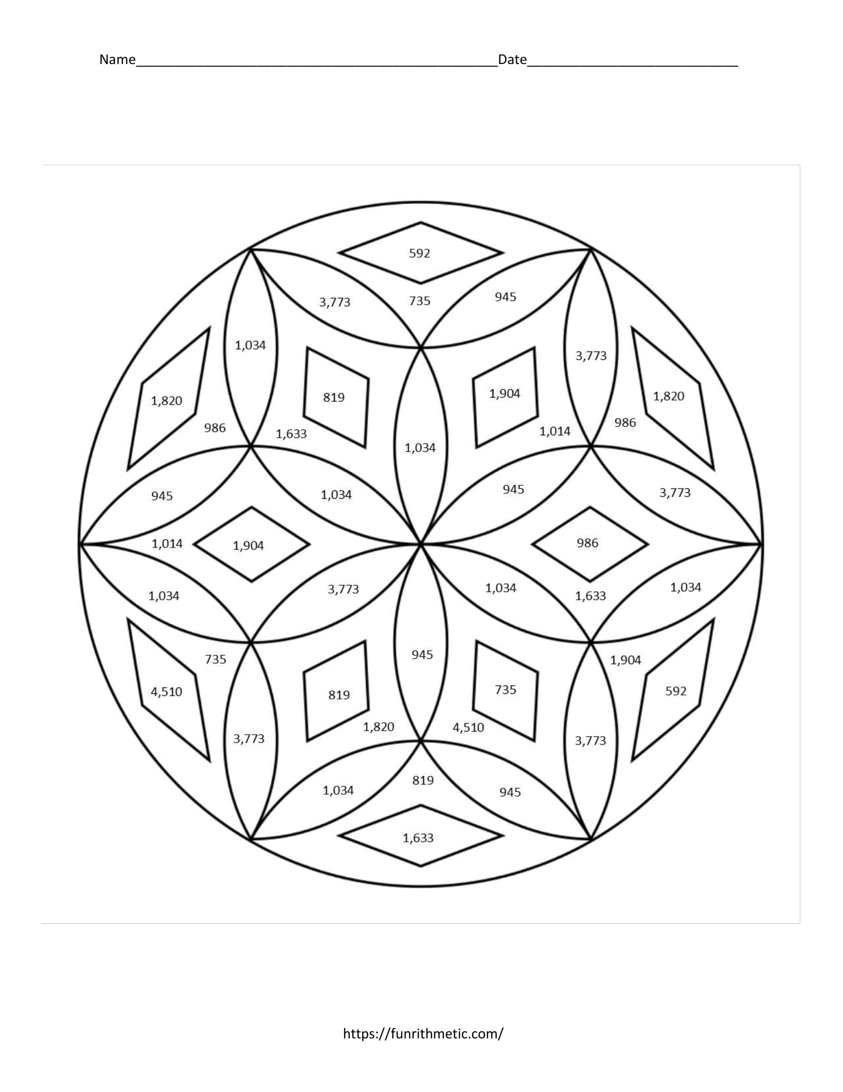 multiplication color by number printable