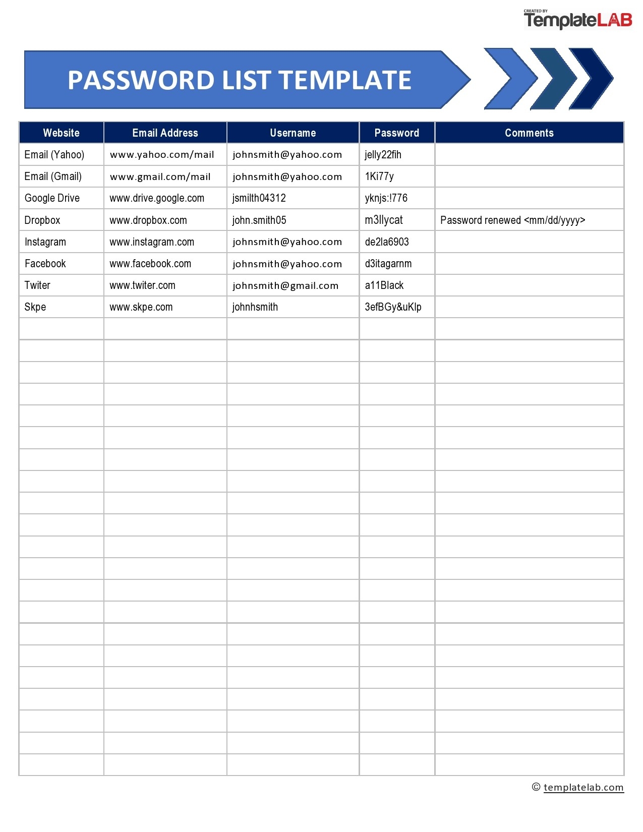 free printable password list