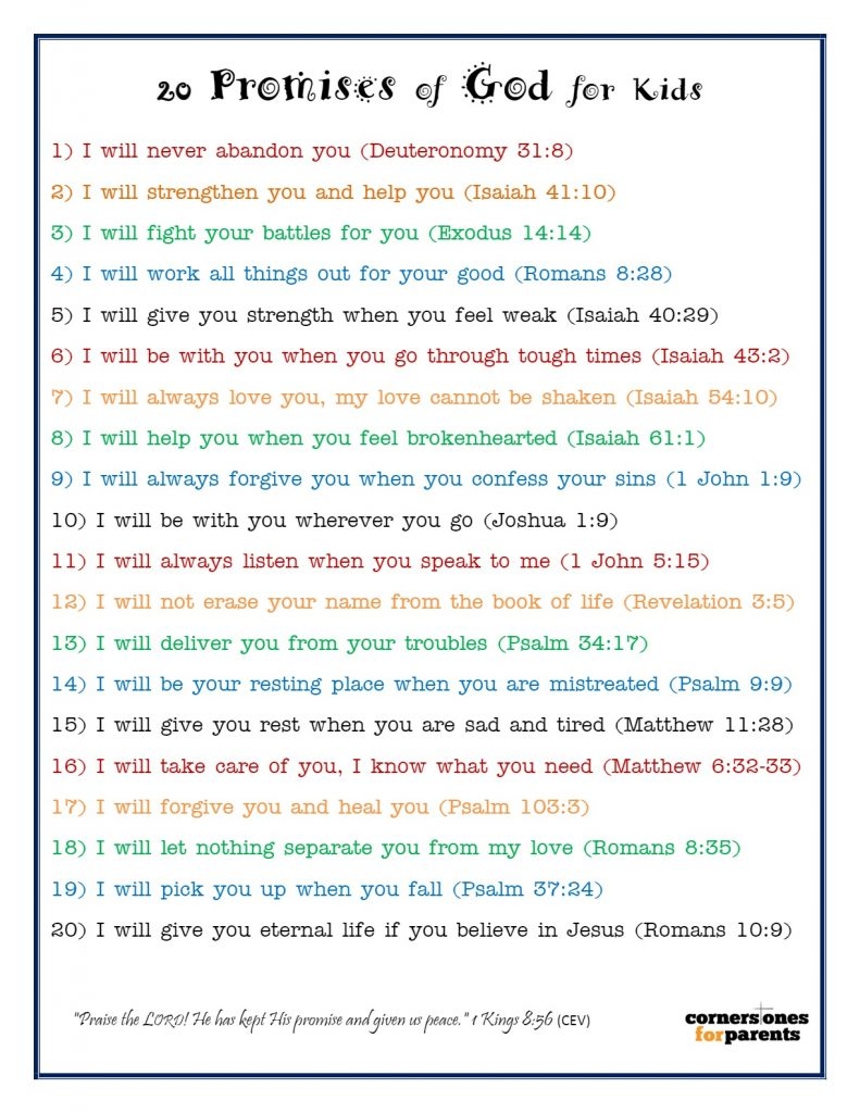 20 Promises Of God For Kids Cornerstones For Parents 20 Promises Of God For Kids Cornerstones For Parents