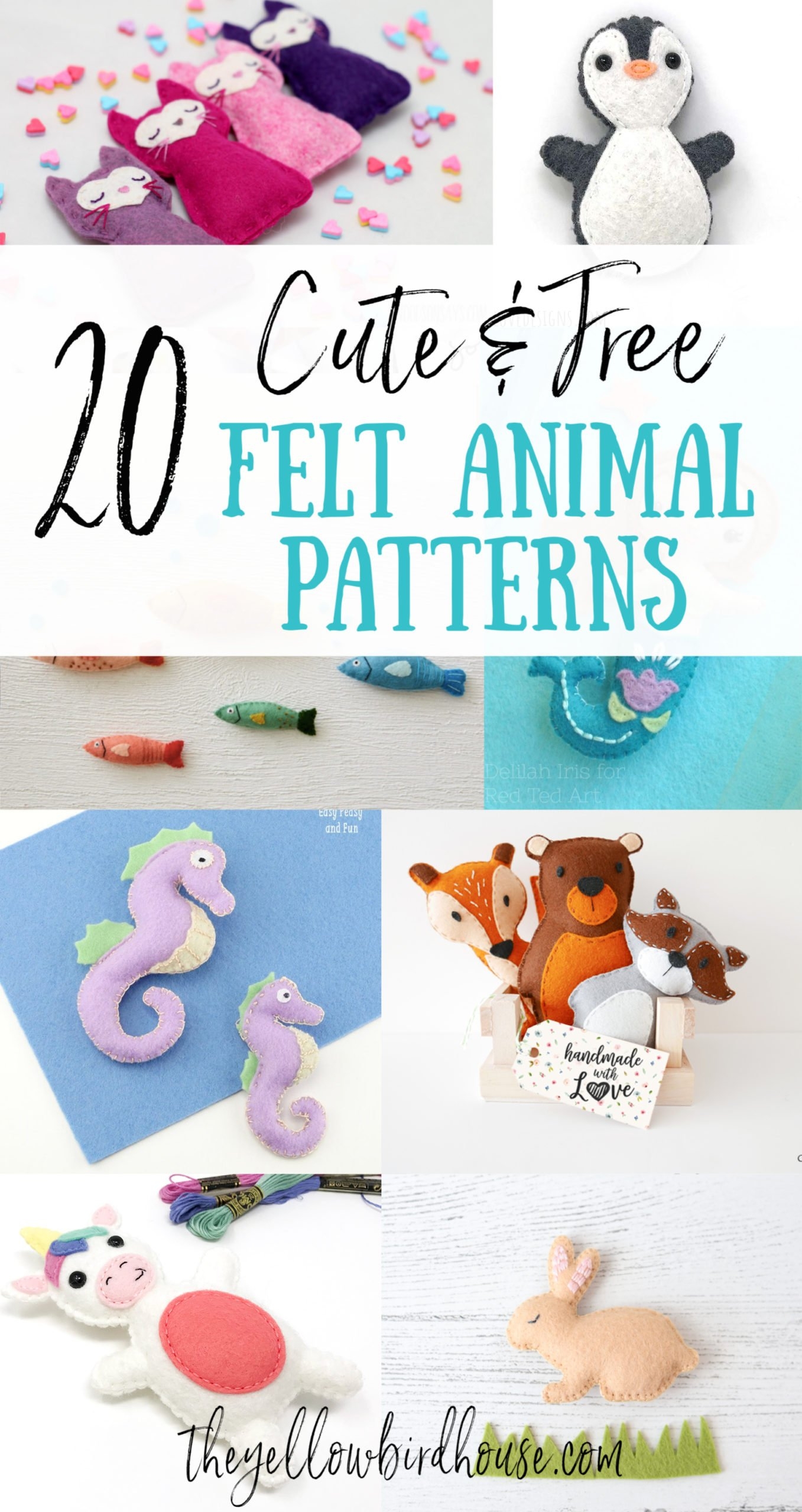 20 Super Cute Free Felt Animal Patterns The Yellow Birdhouse