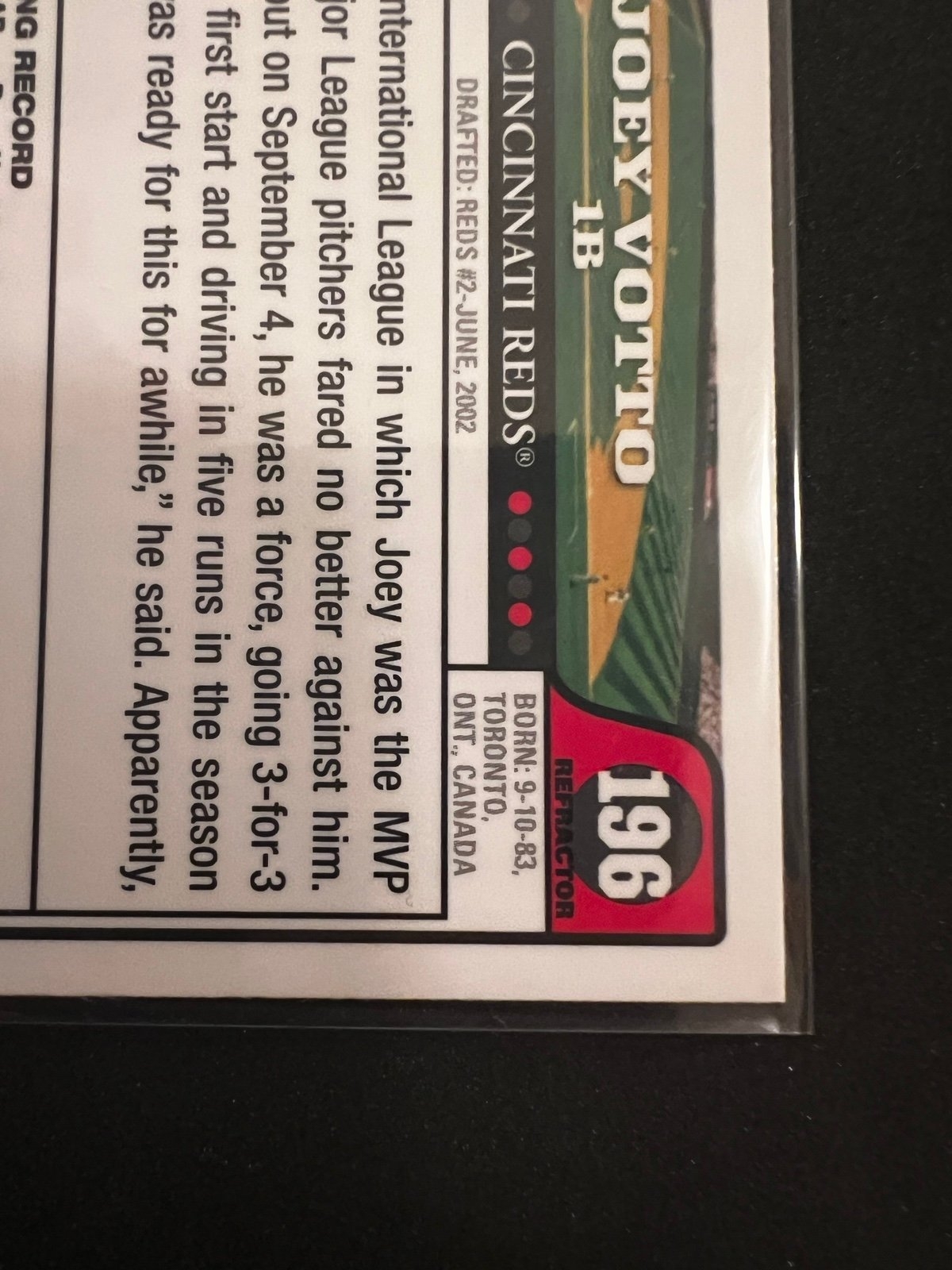 2008 Topps Chrome Joey Votto Refractor Rookie 196