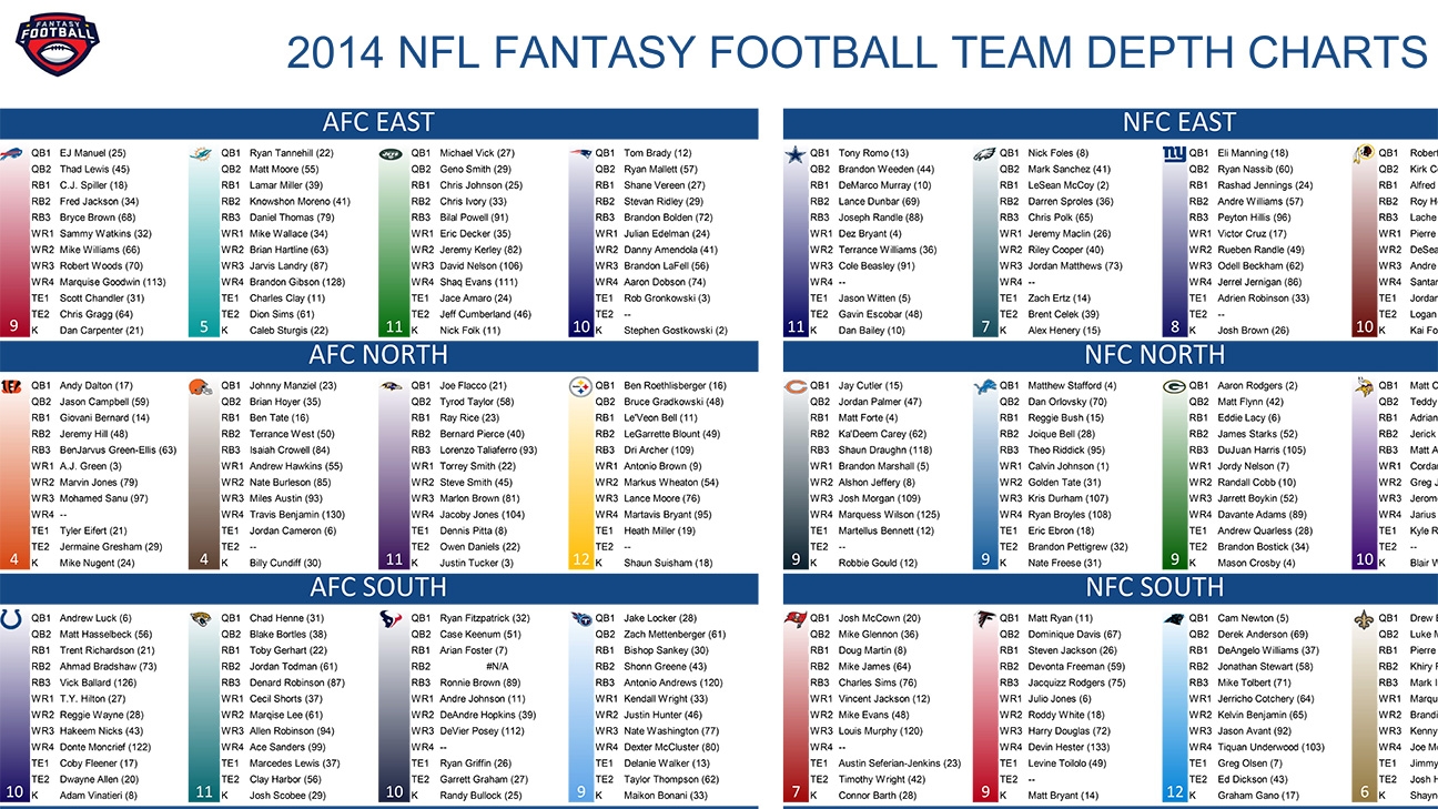 2014 Fantasy Football Cheat Sheets Player Rankings Draft Board Standard PPR ESPN