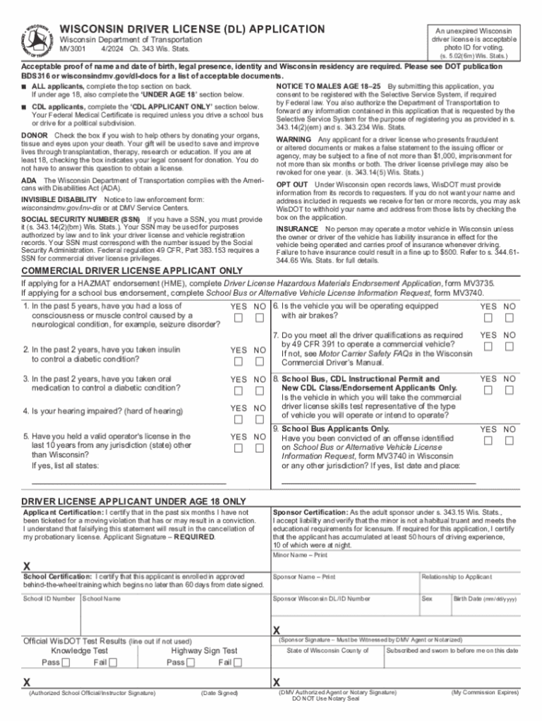 2024 Form WI DoT MV3001 Fill Online Printable Fillable Blank PdfFiller