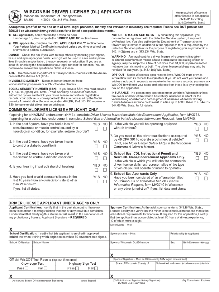 2024 Form WI DoT MV3001 Fill Online Printable Fillable Blank PdfFiller