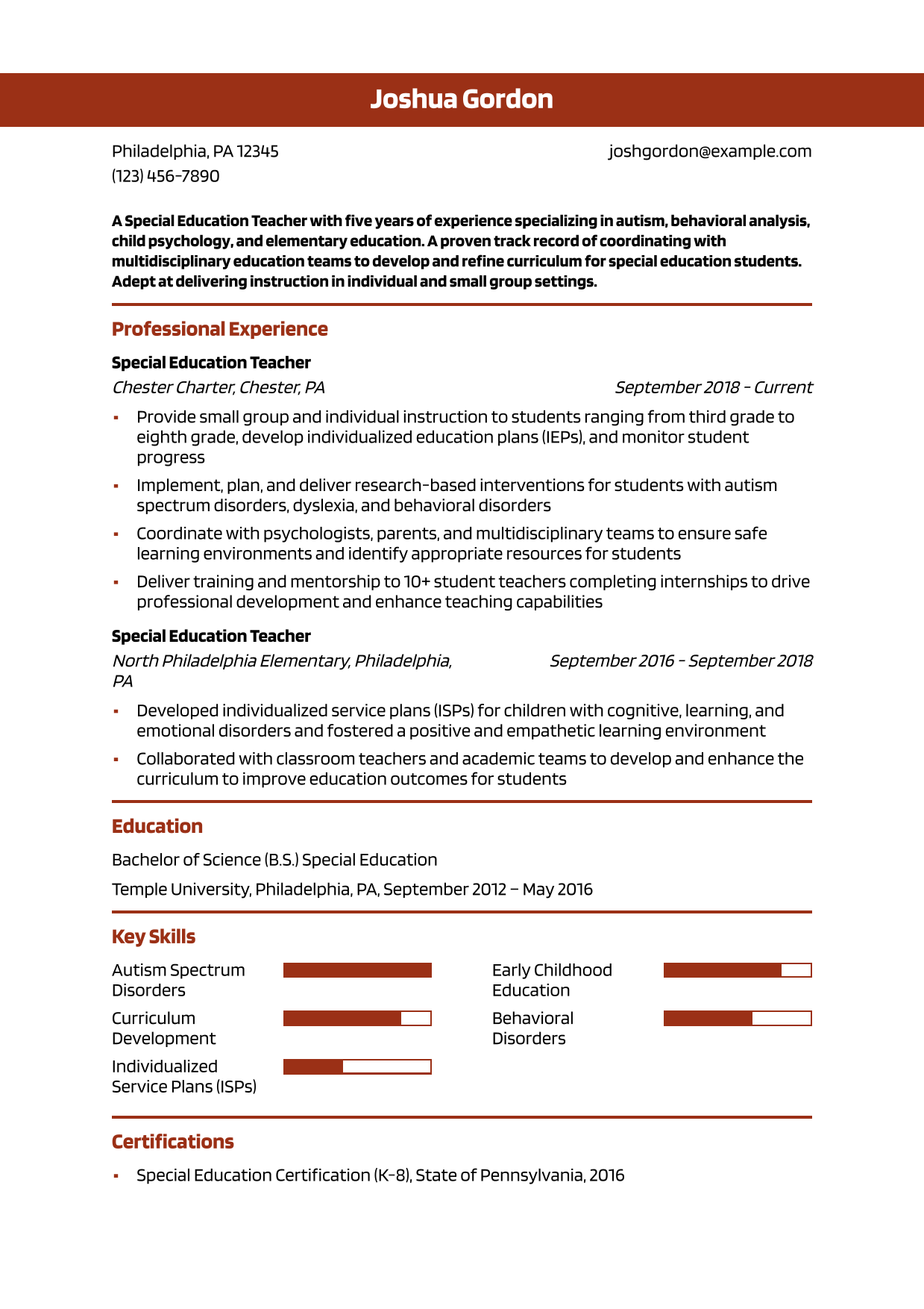 25 Best Special Education Teacher Resume Examples And Templates For 2025 ResumeBuilder