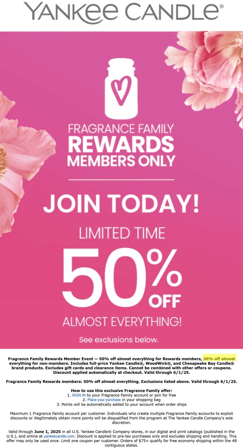 25 Off 2nd Candle Free At Yankee Candle Or Online Via Promo Code FAMILY14 Yankee Candle July 2025 Coupons Promo Codes Deals 