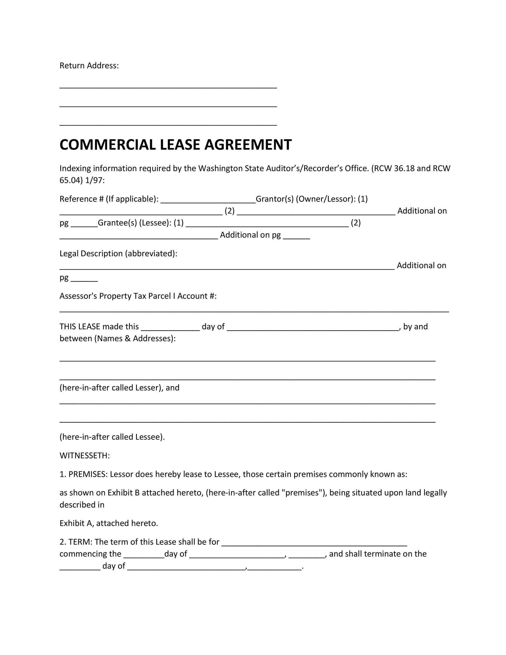 free printable commercial lease agreement
