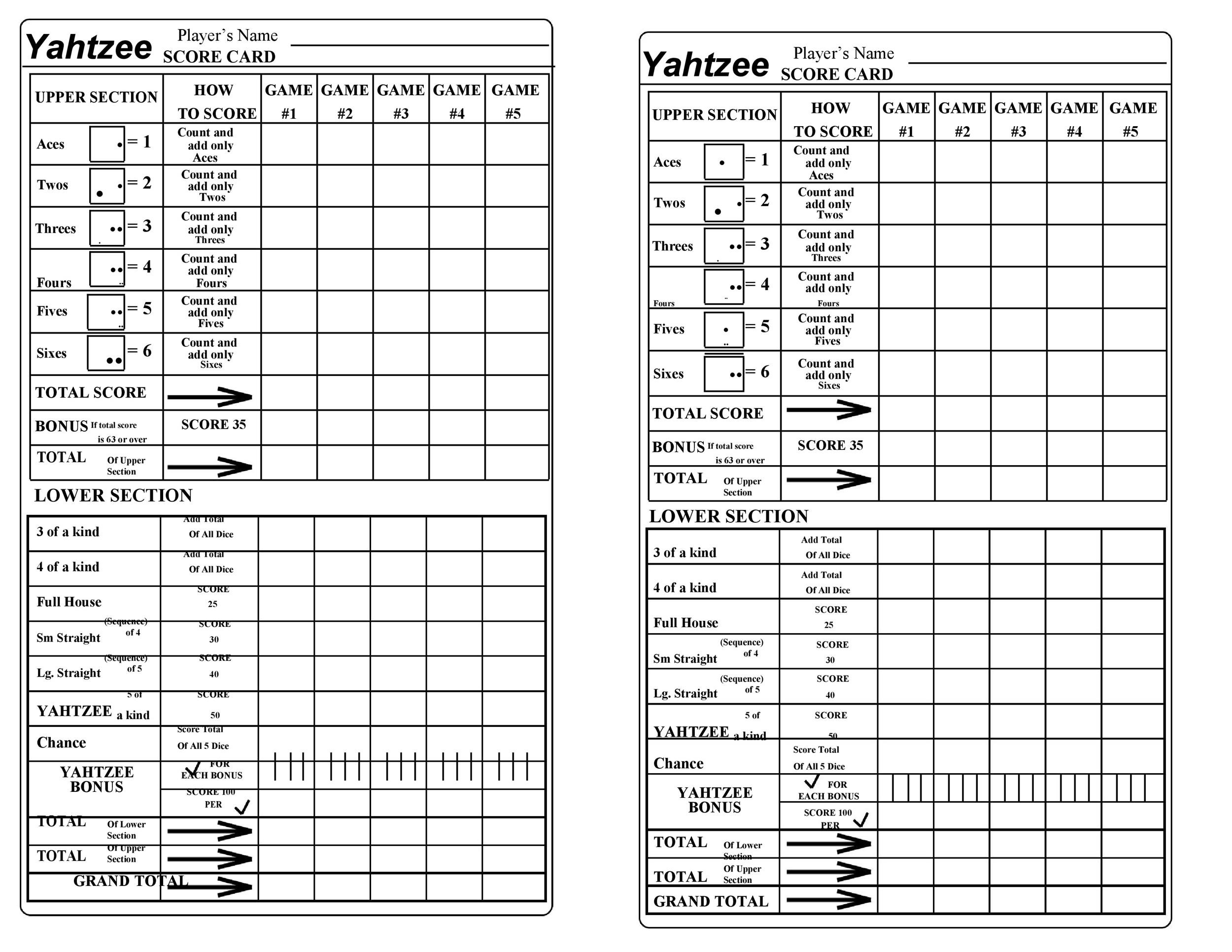 28 Printable Yahtzee Score Sheets Cards 101 FREE TemplateLab