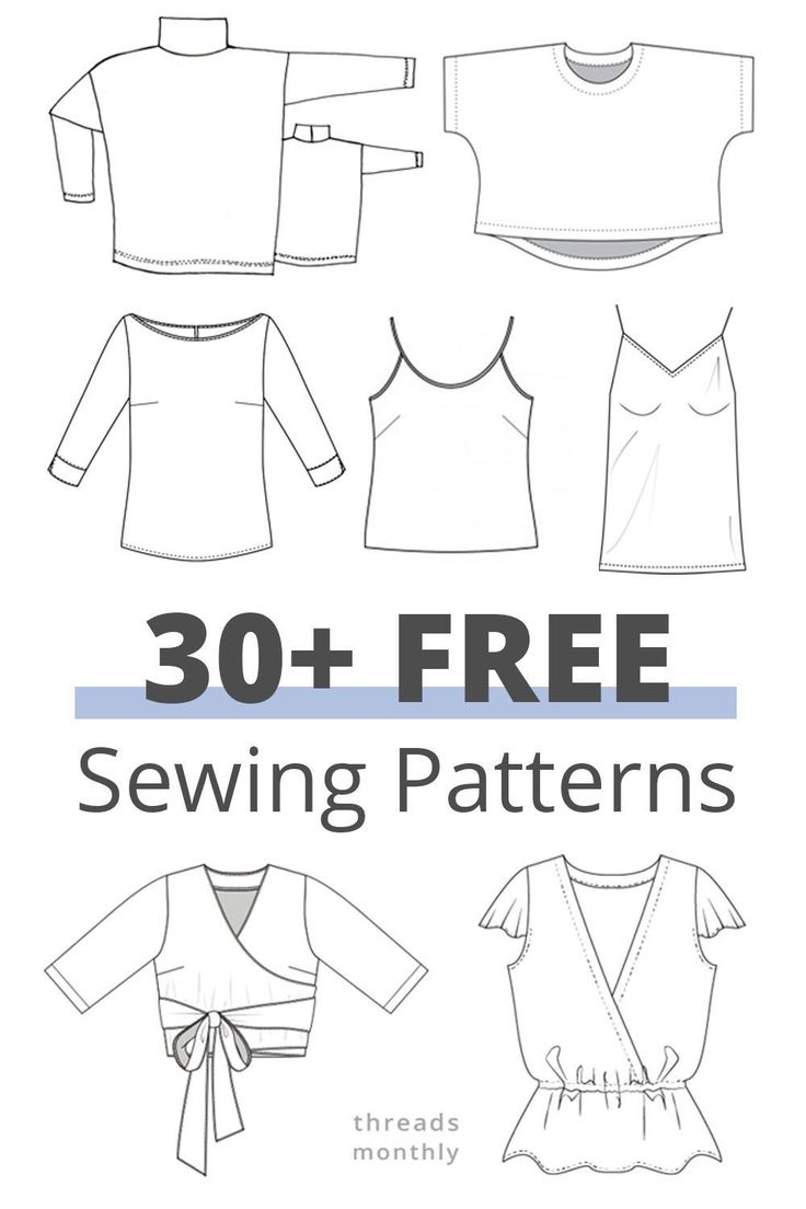 30 FREE Sewing Patterns For Tops Women Inc Plus Size T shirt Crop Top Blouse Summer Top
