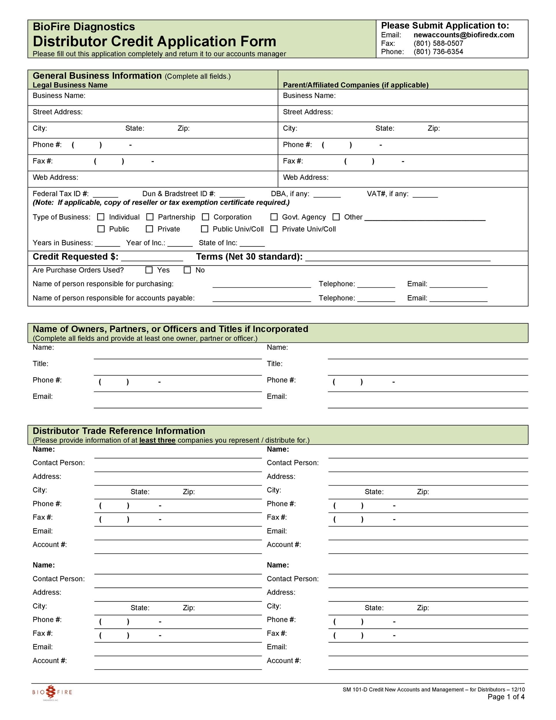 40 Free Credit Application Form Templates Samples 40 Free Credit Application Form Templates Samples