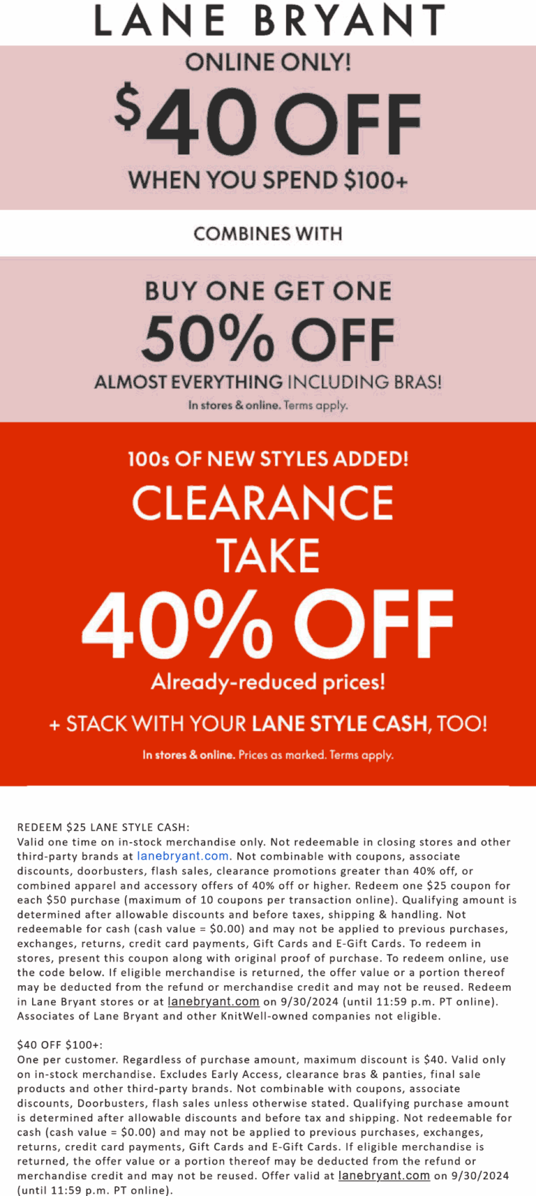  40 Off 100 50 Off Second Item Today At Lane Bryant Ditto Online Lanebryant The Coupons App 