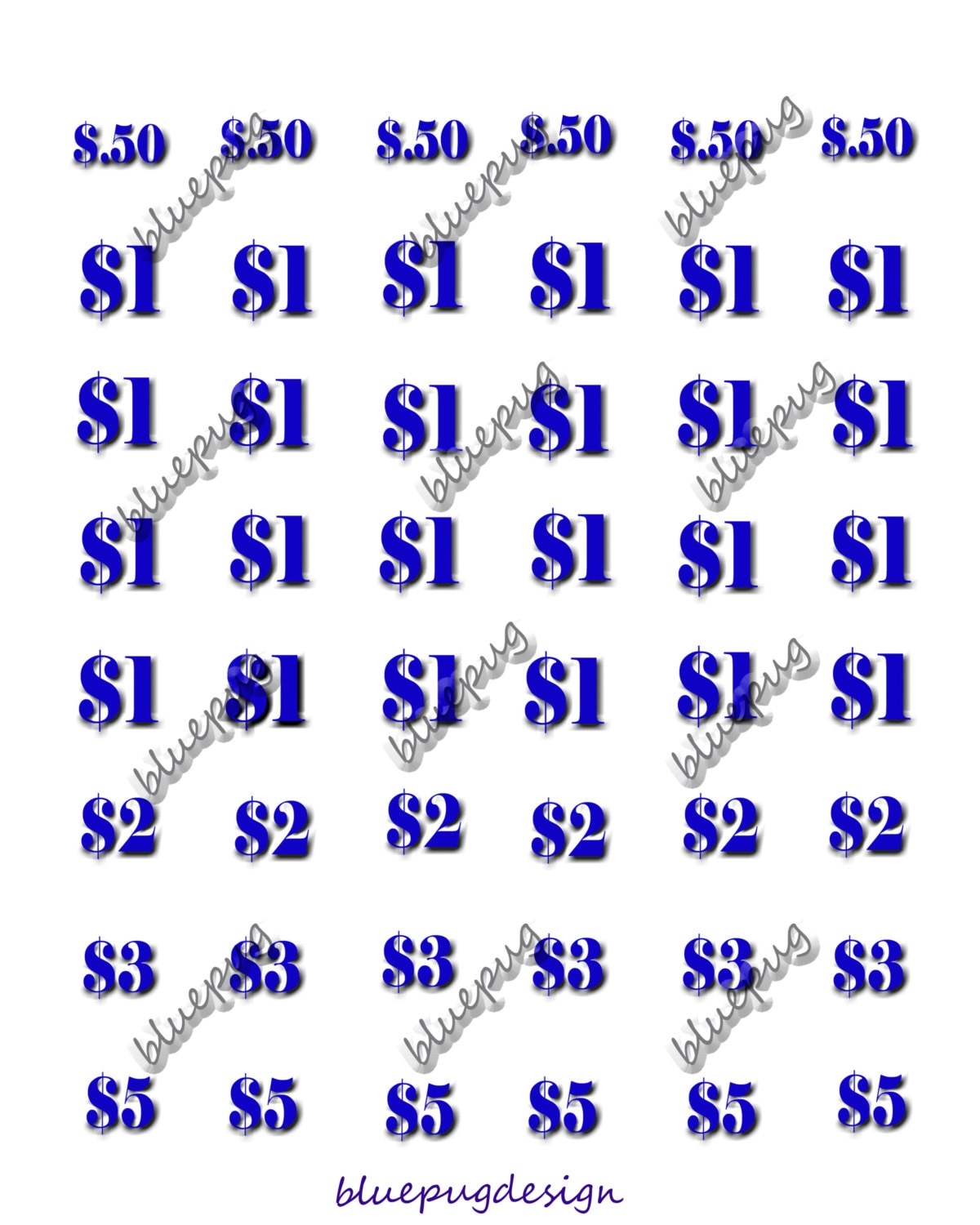 40 Sales Event Yard Sale Price 1 Stickers Labels Blue Digital Download Printable 8 5x11 Collage Sheet INSTANT DOWNLOAD Etsy