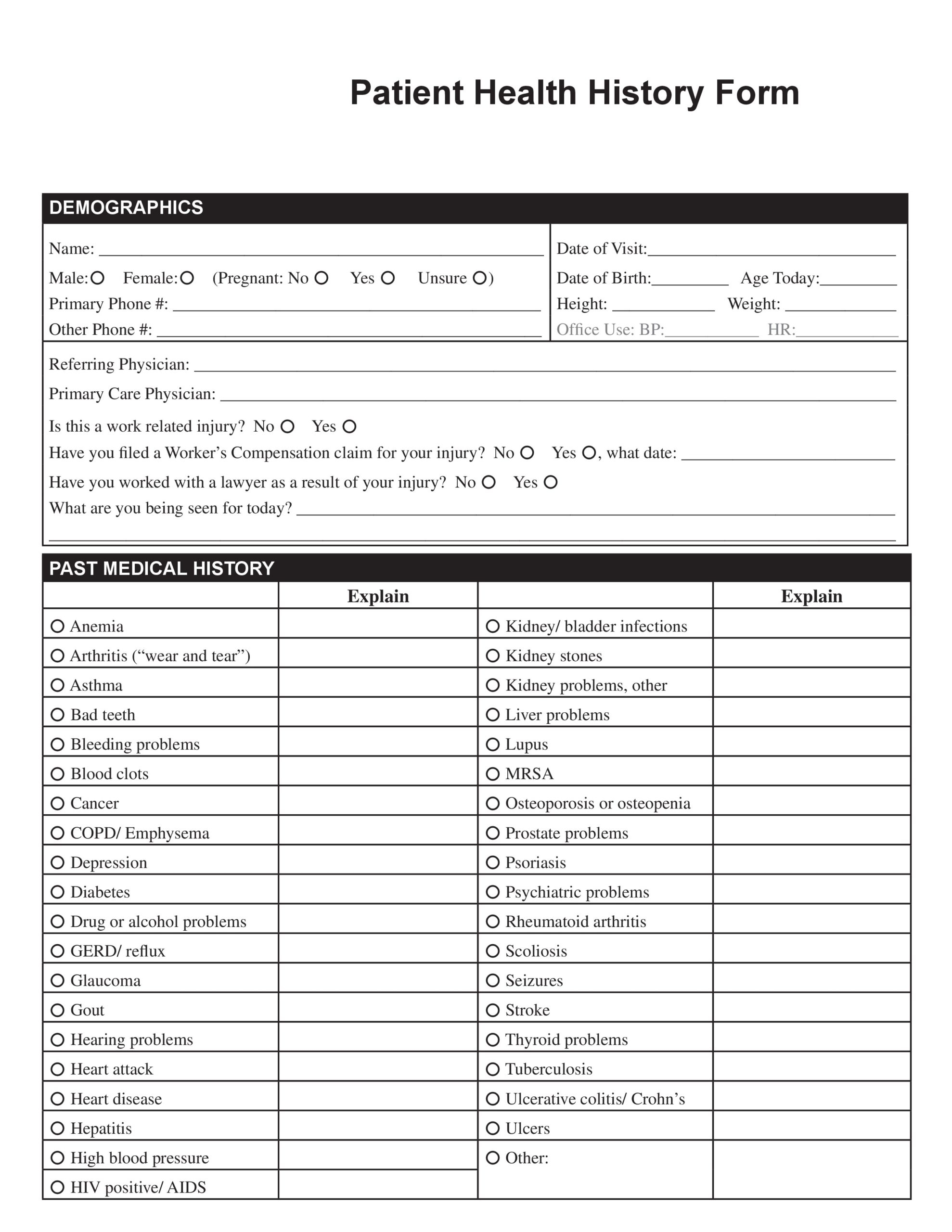 43 Medical Health History Forms PDF Word TemplateLab