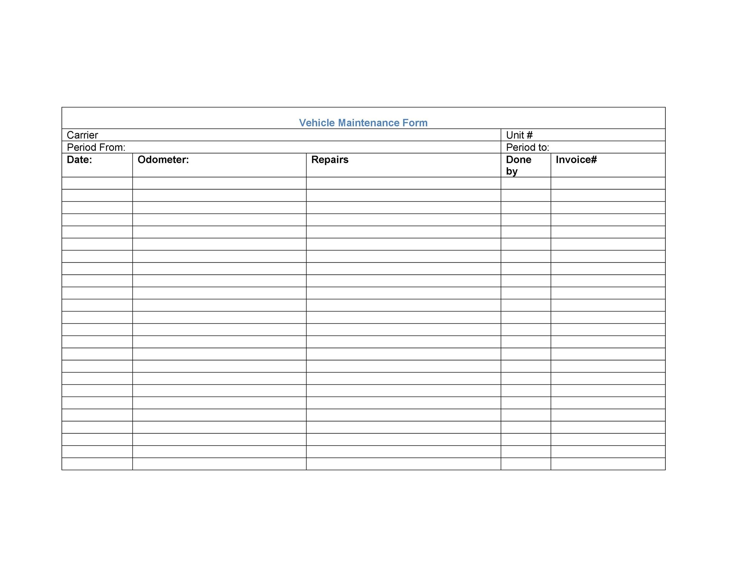 printable vehicle maintenance log