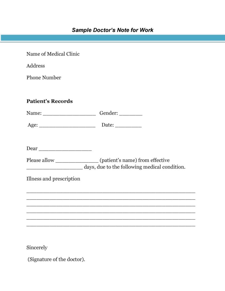 50 Free Doctor Note Templates for Work Or School 