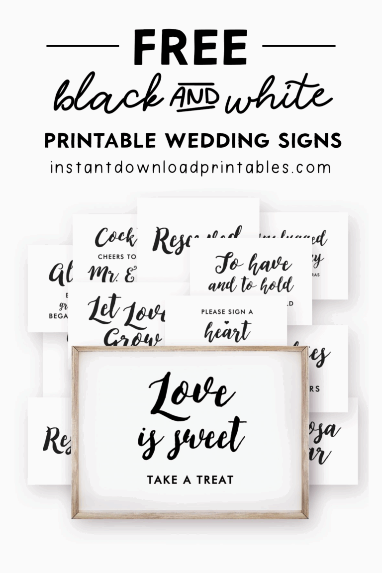 53 Free Wedding Signs Package Reception Decor Black And White Instant Download Printables Instant Download Printables
