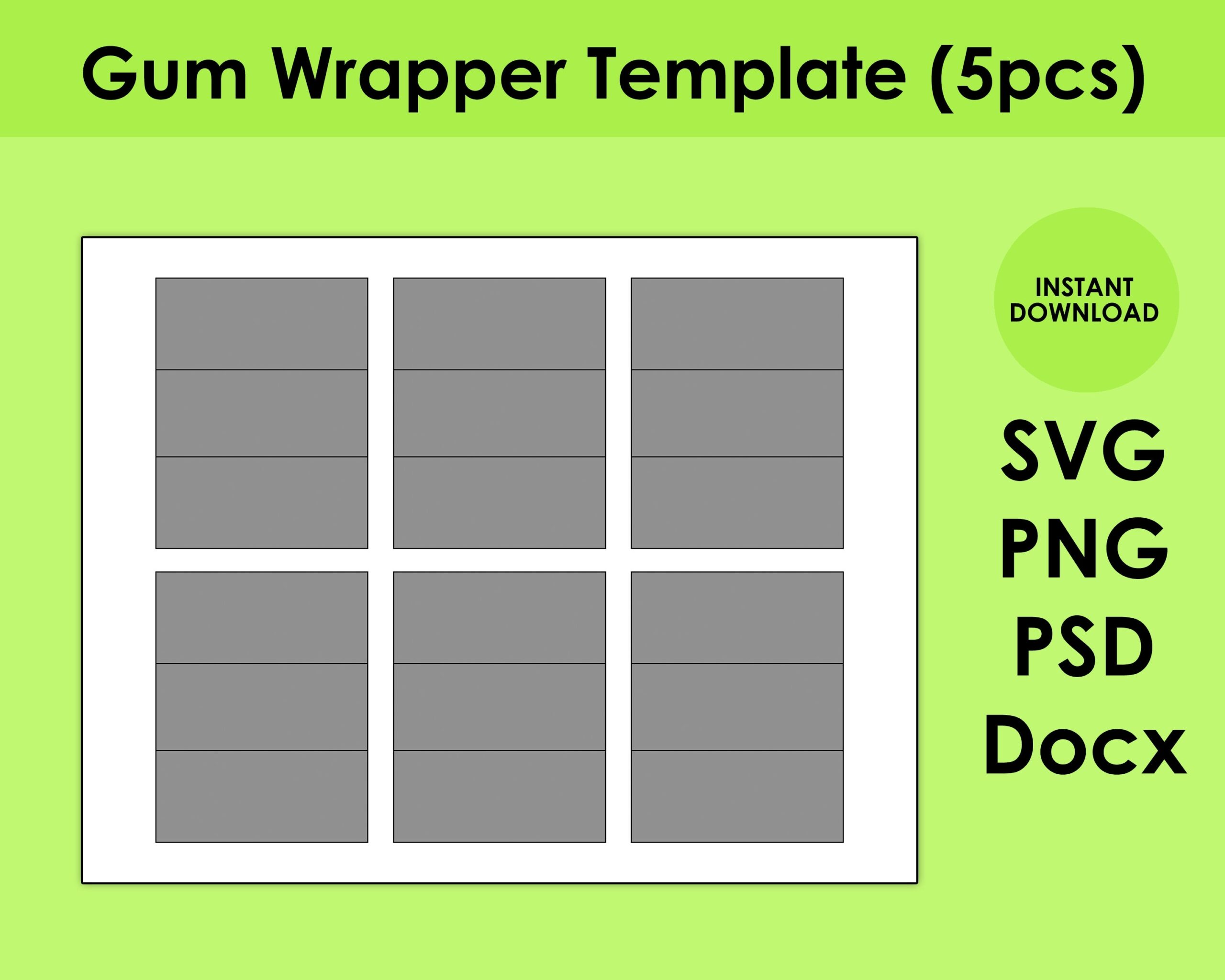 5pcs Gum Wrapper Template 8 5x11 Sheet SVG PNG PSD And Docx Etsy