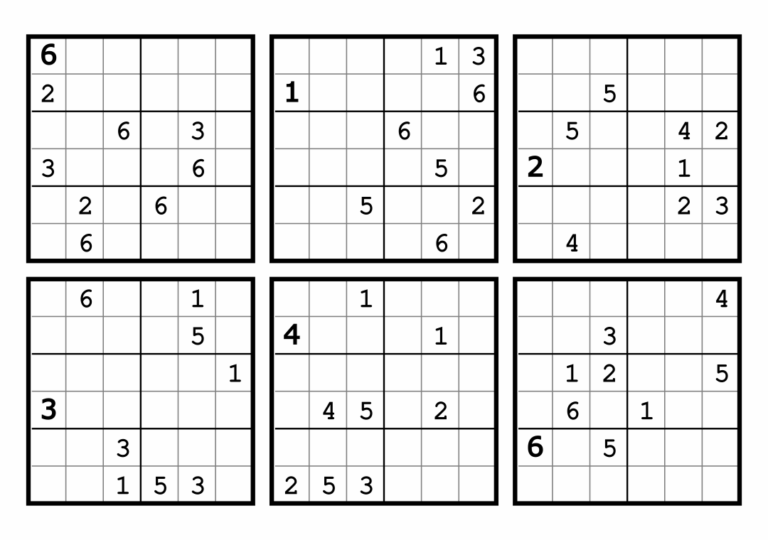 6 X 6 Sudoku 7 Free PDF Printables Printablee Worksheets Library