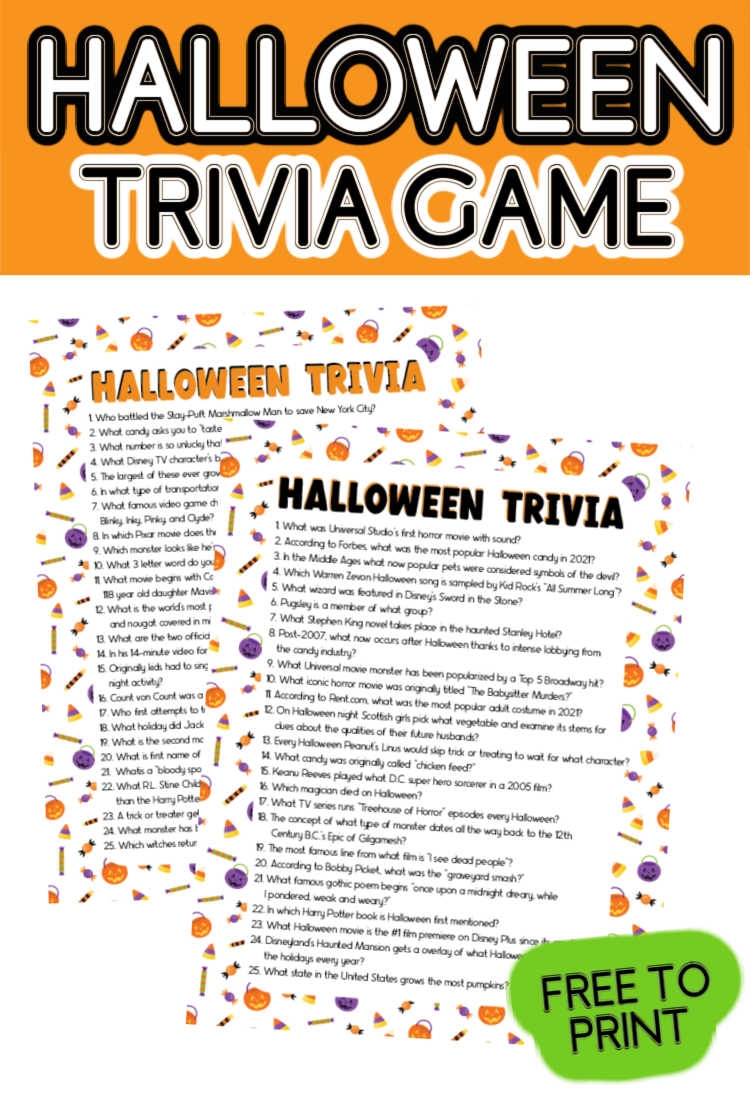 75 Fun Halloween Trivia Questions Answers Printable Play Party Plan