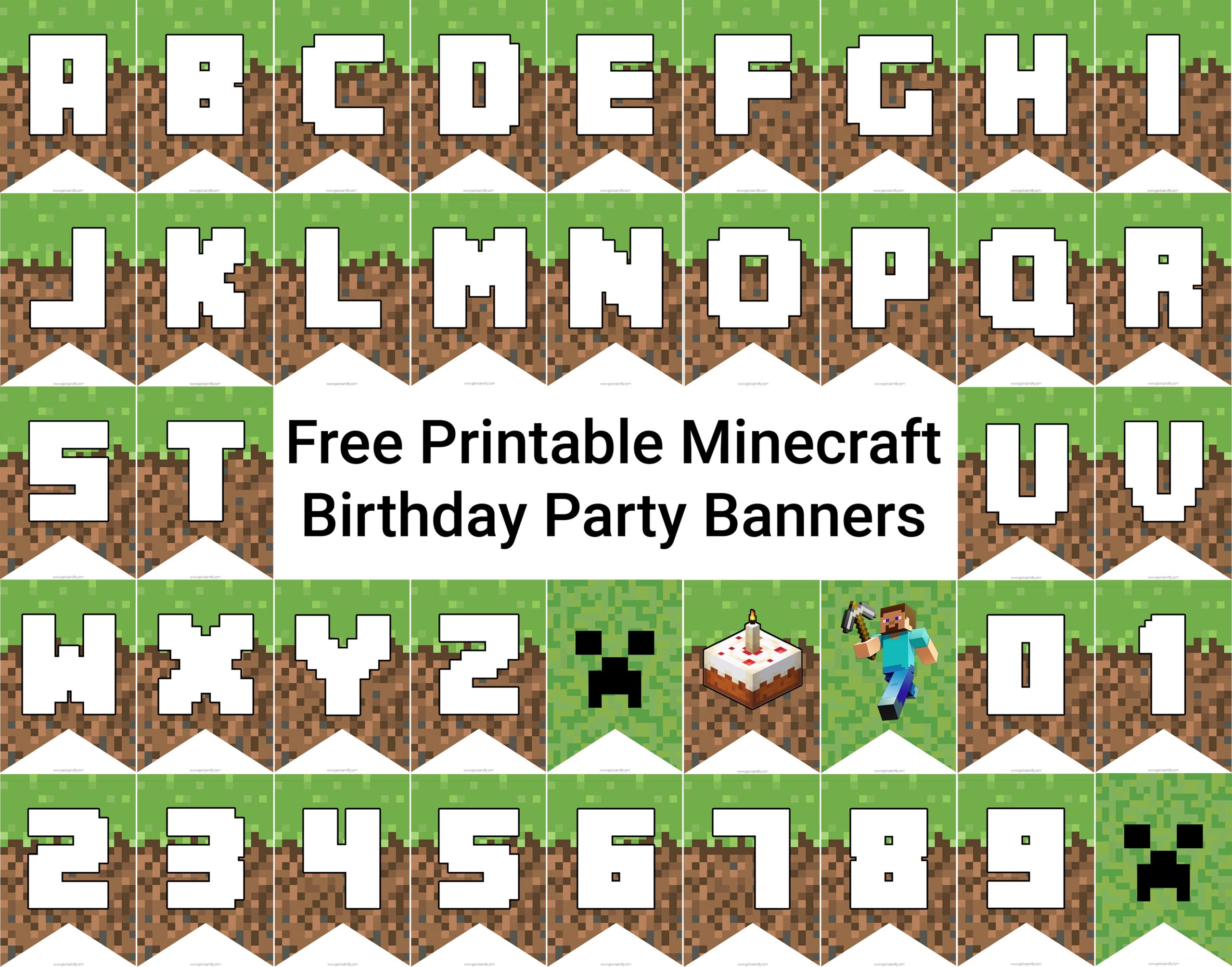 8 Free Printable Minecraft Birthday Party Banners Decorations Cards And More 8 Free Printable Minecraft Birthday Party Banners Decorations Cards And More