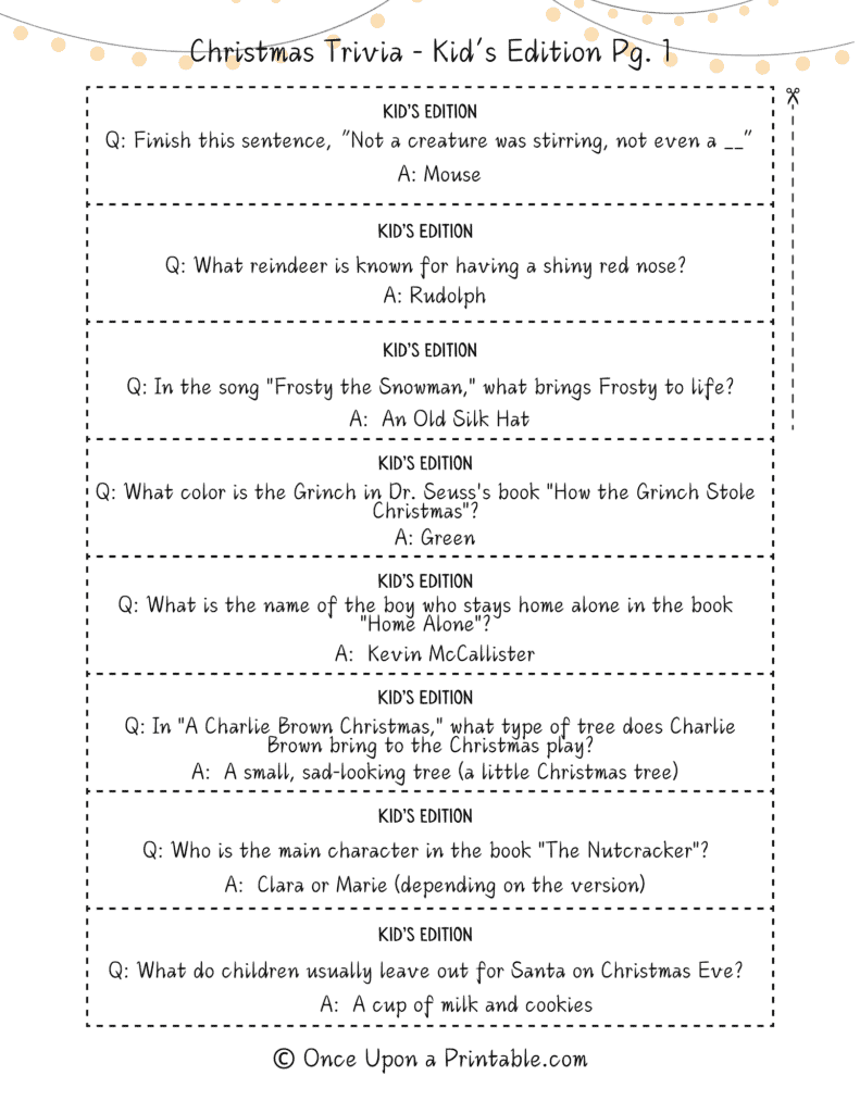 96 Christmas Trivia Questions And Answers Free To Print Once Upon A Printable