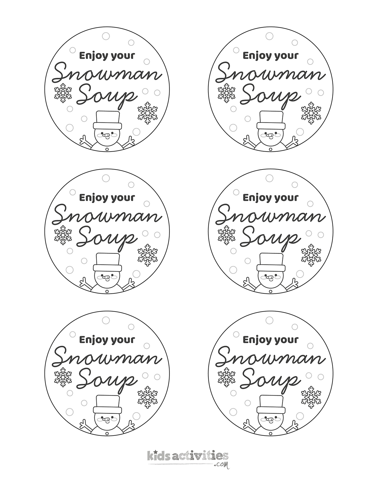 A Delightful Snowman Soup Gift With Free Printables Kids Activities Blog