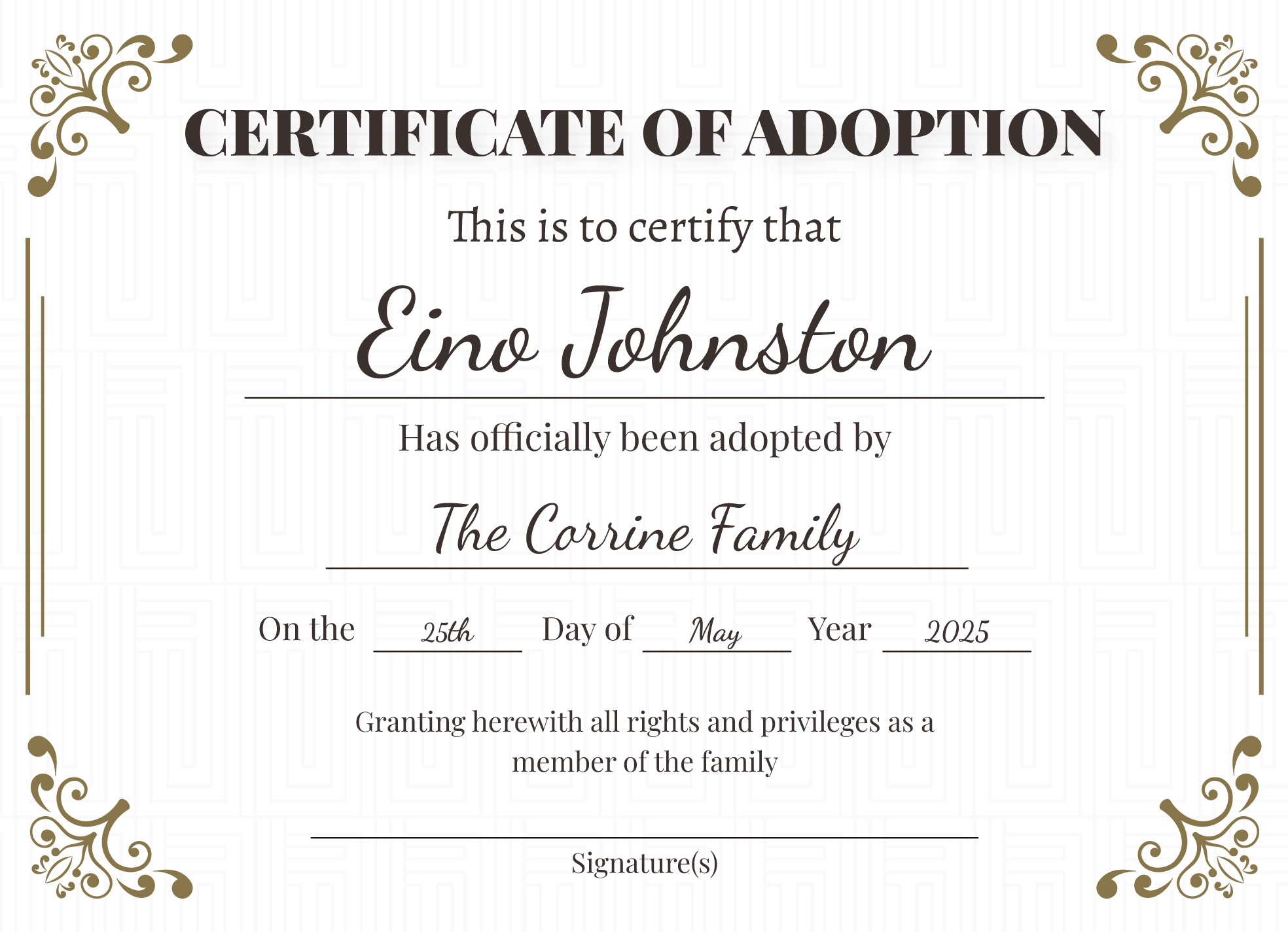 Adoption Certificate Free Google Docs Template Gdoc io