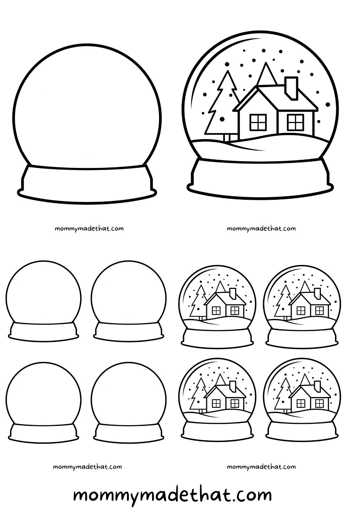 printable snow globe card template