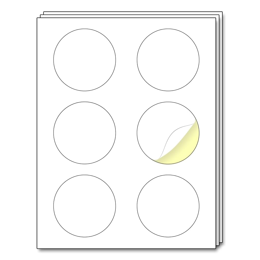Amazon 200 Sheets 3 Inch Round Labels White Printable Circle Stickers Laser Inkjet Printing Letter Size 8 5 X 11 Office Products