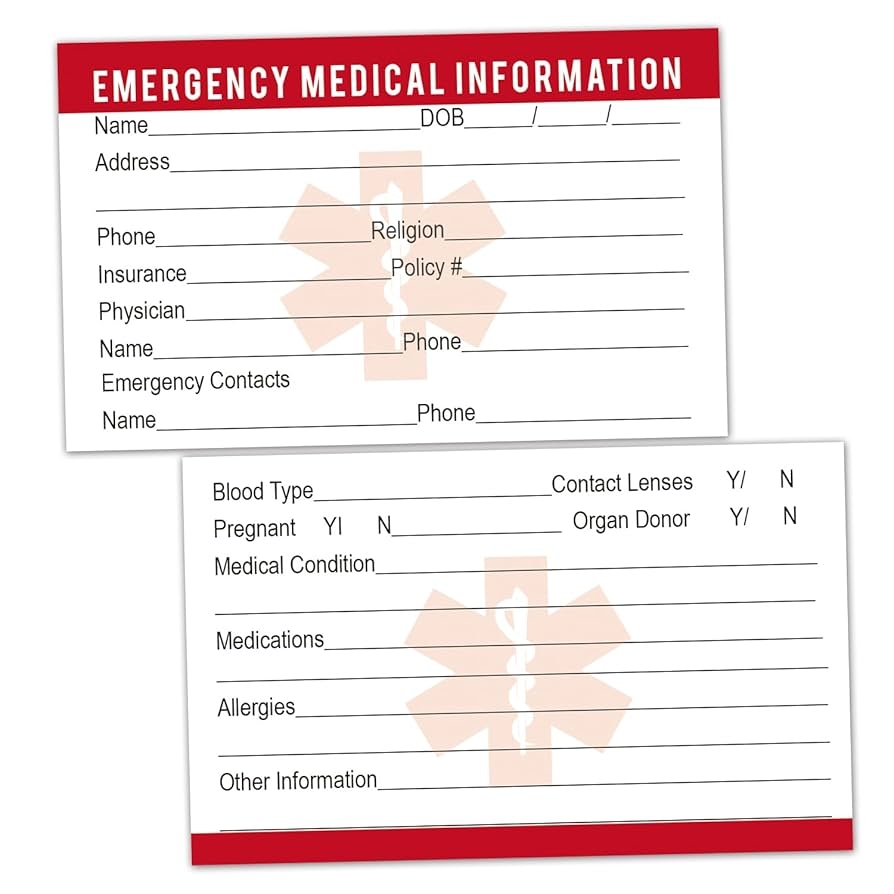 Amazon 25 Emergency Medical Information ID Cards Emergency Contact Wallet ID Cards 3 5 X 2 Round Corner 500 GSM Thick Card Stock Office Products Amazon 25 Emergency Medical Information ID Cards Emergency Contact Wallet ID Cards 3 5 X 2 Round Corner 500 GSM Thick Card Stock Office Products