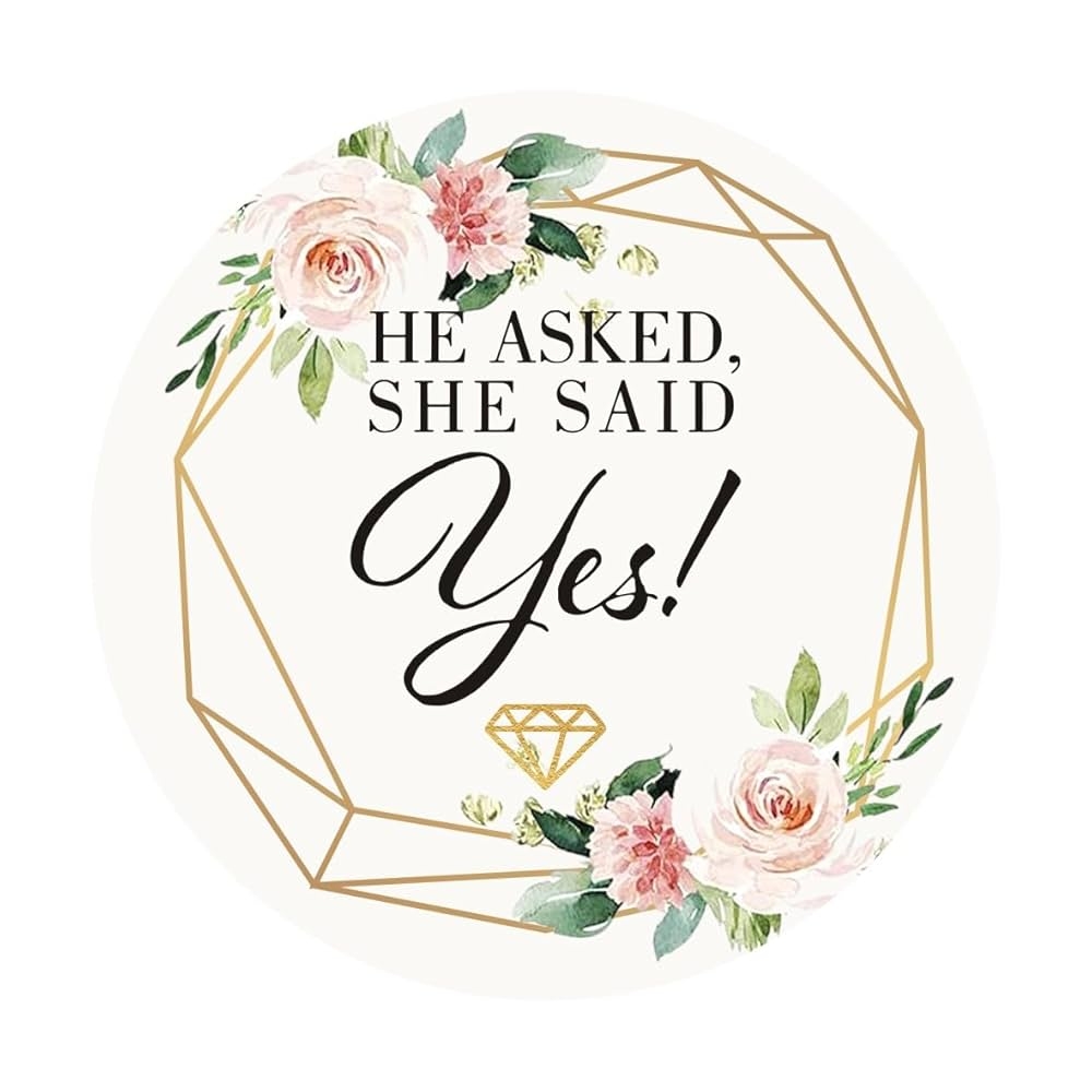 Amazon 50 Count Of 2 Round He Asked She Said Yes Stickers For Wedding Party Decorations Toys Games