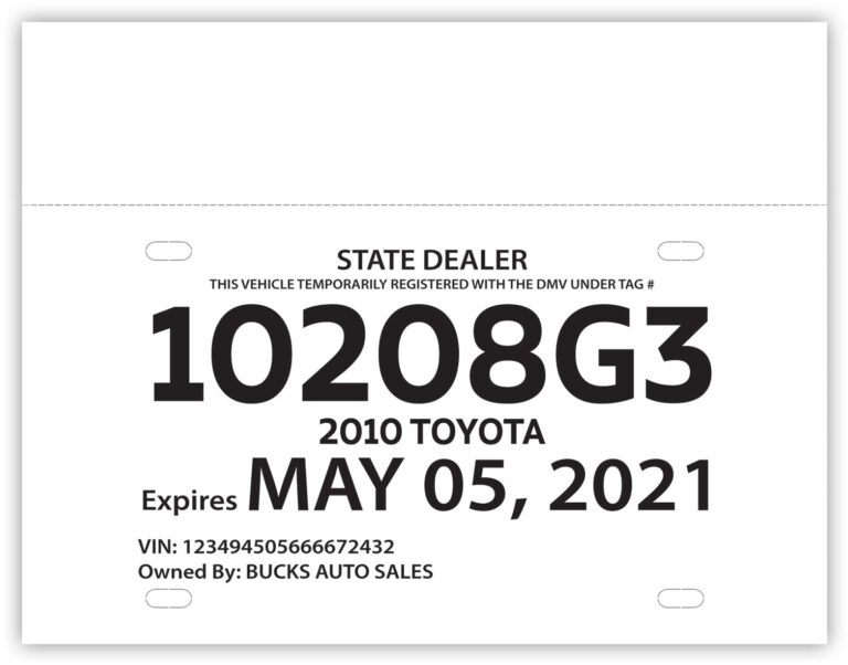 Amazon Blank Printable Car Dealer Tear Resistant Temporary Tags License Plates 8 Mil 1 Tear Off Portion Package Of 100 Office Products