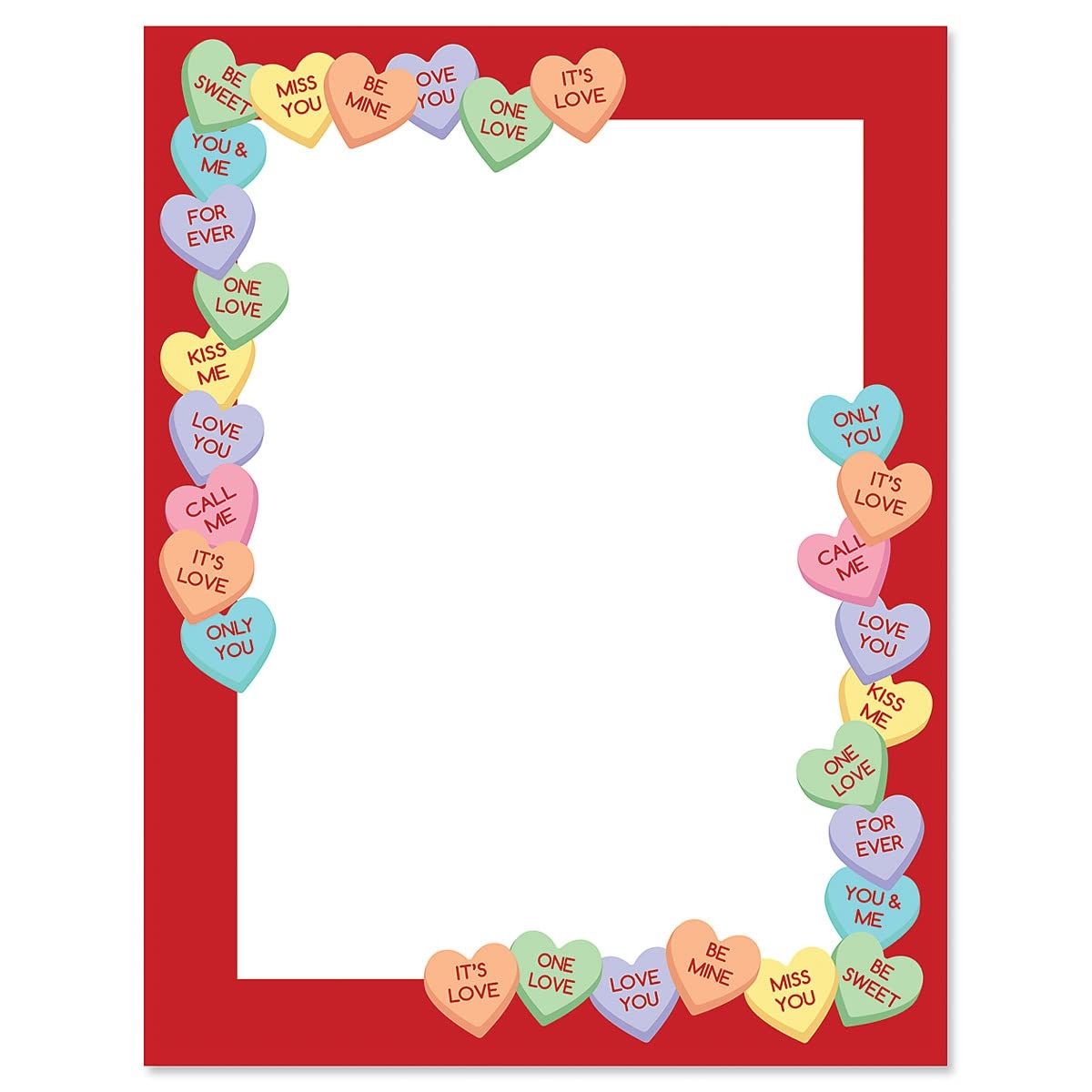 Amazon Candy Hearts Letter Paper Decorative Stationery With Heart Border Printable Valentine s Day Wedding Bridal Shower Invitation Letterhead Sheets Set Of 25 8 1 2 X 11 Office Products
